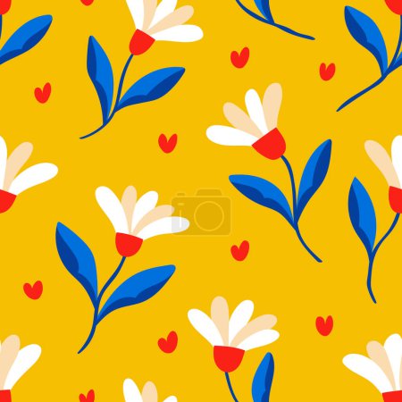 Illustration for Trendy flowers seamless pattern. Small vector floral background illustration. Spring floral texture for fabric, fashion print and wallpaper. - Royalty Free Image