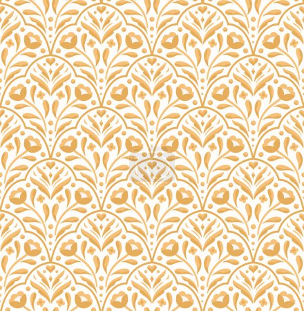 Illustration for Abstract retro floral seamless pattern. Vector vintage flower art deco texture. Geometric minimalist background. - Royalty Free Image