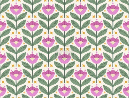 Ilustración de Vintage Damasco Floral Vector Seamless Pattern. Ilustración decorativa de flores retro. Resumen Art Deco Fondo. - Imagen libre de derechos