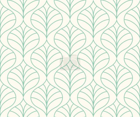 Illustration for Damask organic leaves seamless pattern. Vector retro style background print. Decorative flower texture. - Royalty Free Image