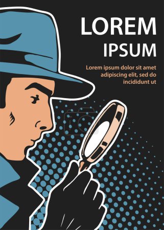 Illustration for Male detective with a magnifying glass in his hand - Royalty Free Image
