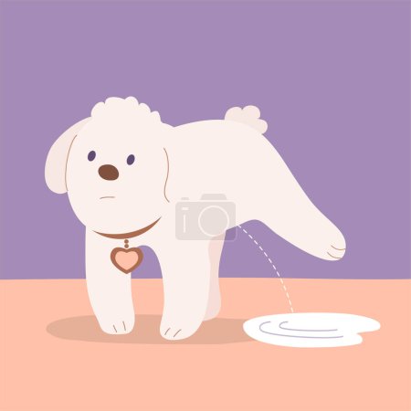 Illustration for Little cute home dog pissing on the floor - Royalty Free Image
