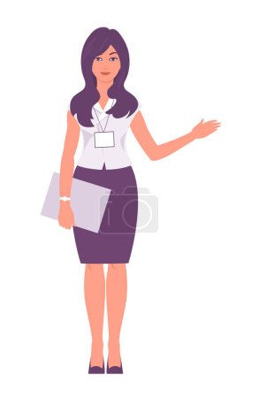 Illustration for Young beautiful woman consultant on white background - Royalty Free Image