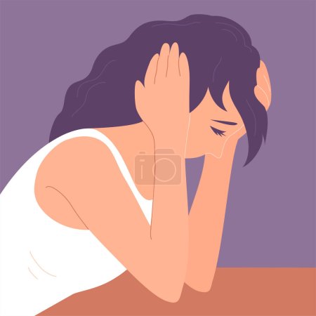 Young woman in a strong upset and fatigue