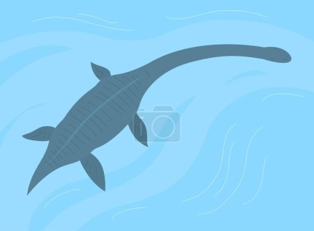 Illustration for Illustration prehistoric underwater dinosaur plesiosaurus with fins - Royalty Free Image