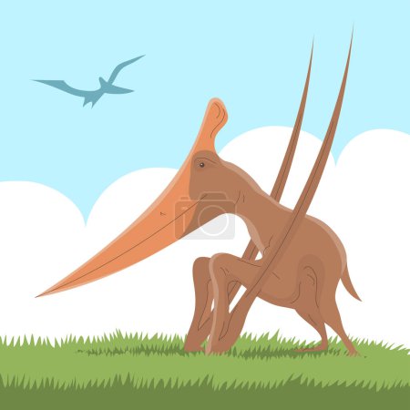 Ilustración de Pterosaurio pangolín volador del período Jurásico - Imagen libre de derechos