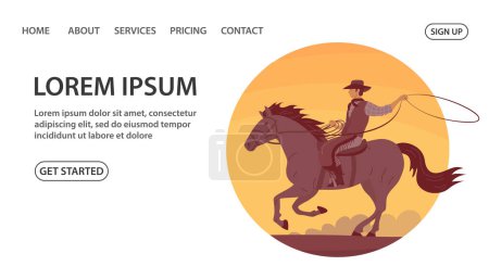 Illustration for Cowboy girl in a hat rides a horse - Royalty Free Image
