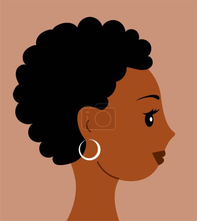 Illustration for Portrait of a young African American woman. A welcoming smile on your face. Brunette hair. Avatar female consultant. Flat vector isolated illustration - Royalty Free Image