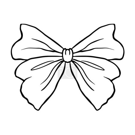 Corbata de mariposa masculina sobre fondo blanco. Línea de plantilla negra. Ilustración aislada vectorial