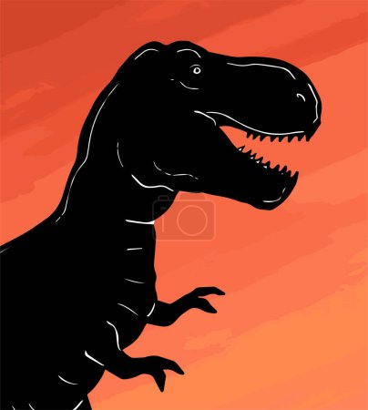 Silueta negra de tiranosaurio dinosaurio