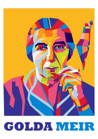Golda Meir (1898-1978) - Israeli politician - served as the fourth Prime Minister of Israel. Illustration in WPAP style.