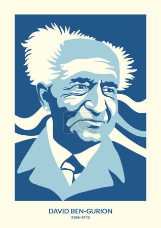 David Ben-Gurion (1886-1973) - the first Prime Minister of Israel and a Zionist leader; Vector art illustration