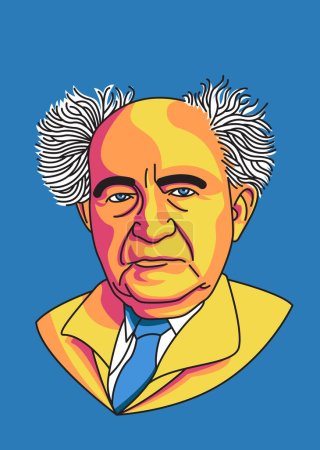 Ilustración de David Ben-Gurion (1886-1973) - el primer Primer Ministro de Israel y líder sionista; Ilustración en estilo vectorial moderno - Imagen libre de derechos