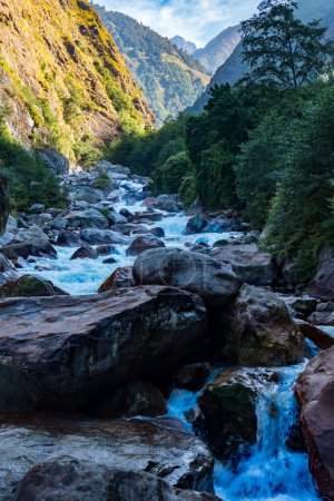 Tamor River sur la route de Kanchenjunga Base Camp Trek, Taplejung, Népal