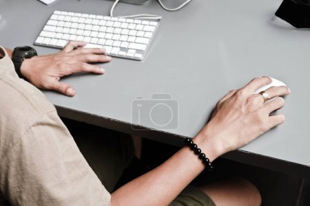 Photo for Working time, using computer background - Royalty Free Image