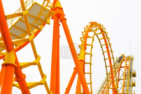 Photo for Detail image of a roller coaster track on white background - Royalty Free Image