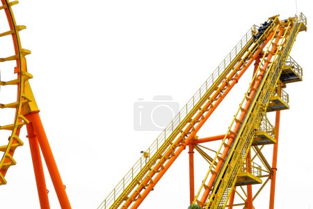Photo for Detail image of a roller coaster track on white background - Royalty Free Image