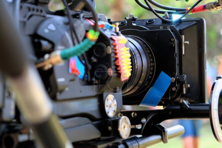 Téléchargez les photos : Détail de l'équipement de caméra professionnelle, production de film - en image libre de droit