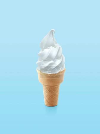 Ice cream cone on blue background