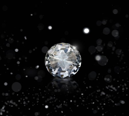 Foto de Dazzling diamond on white shining bokeh background. concept for choosing best diamond gem design - Imagen libre de derechos