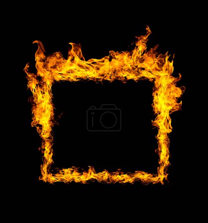 Square. flame heat black background
