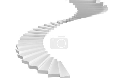 Téléchargez les photos : Escalier en colimaçon isolé sur fond blanc - en image libre de droit