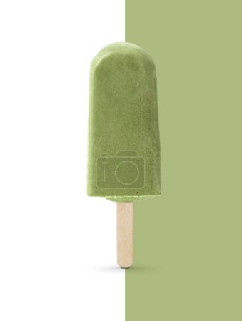 Photo for Ice cream on white and green background - Royalty Free Image