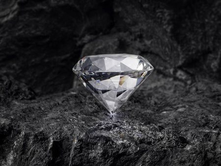 Foto de Diamante sobre fondo de carbón negro - Imagen libre de derechos
