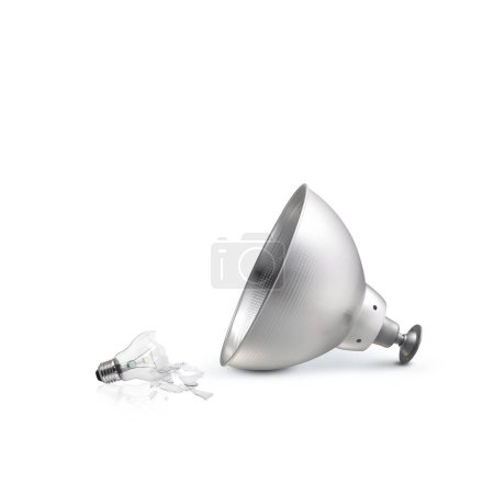 Photo for Lamp and Broken light bulb on white background - Royalty Free Image