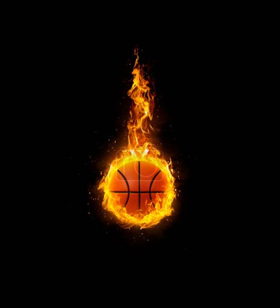 Téléchargez les photos : Basket-ball, en feu sur fond noir - en image libre de droit