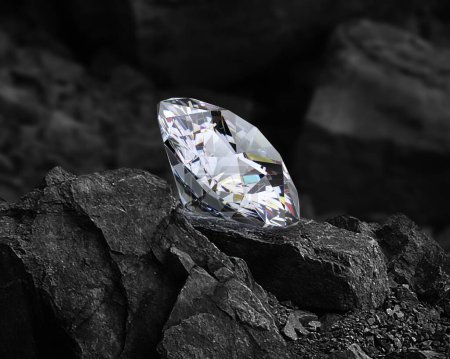 Diamant auf schwarzem Kohle-Hintergrund