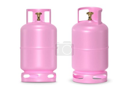 réservoirs de gaz roses isolés sur fond blanc