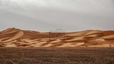 Photo for Panorama of the famous and legendary dunes of Erg Chebbi in the Sahara Desert, Morocco. - Royalty Free Image