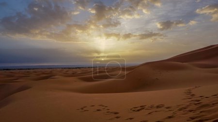 Photo for 01_Sunrise of the famous and legendary dunes of Erg Chebbi in the Sahara Desert, Morocco. - Royalty Free Image
