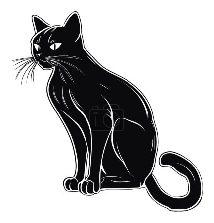 Gato negro, ilustración gráfica vectorial