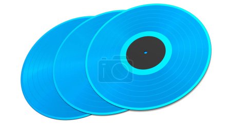 Téléchargez les photos : Set of vinyl LP records with label isolated on white background. 3d render of musical long play album disc 33 rpm - en image libre de droit