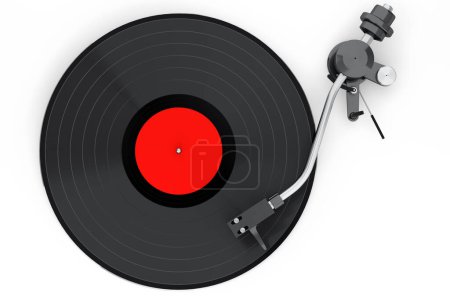 Téléchargez les photos : Vinyl record player or DJ turntable with retro vinyl disk on white background. 3d render of sound equipment and concept for sound entertainment. - en image libre de droit