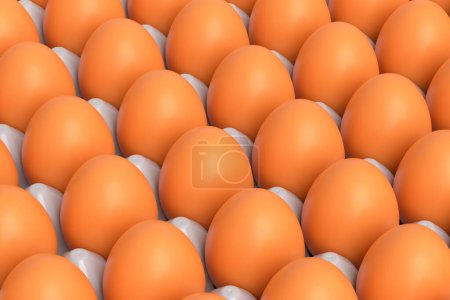Photo for Many farm raw organic brown chicken eggs background. 3d render of Easter concept or organic farm products for Local market - Royalty Free Image