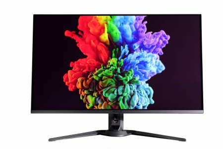 Photo for QD Oled Monitor Gigabyte Aorus 32 inch on white background, Vitoria, Spain, May of 2024 - Royalty Free Image