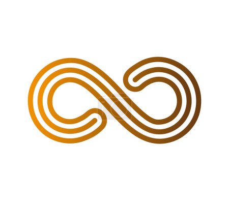 Golden mobius loop. Sign of infinity. Infinity symbol 8 eight