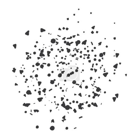 Schwarze Spray Grunge Dots oder verstreute Dots Vektor Illustration auf weißem Hintergrund.