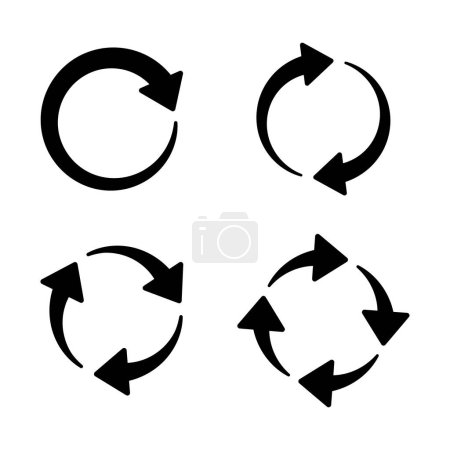 Ilustración de Conjuntos de flechas de círculo negro gráfico para el sitio web ilustración vectorial aislada sobre fondo blanco. - Imagen libre de derechos