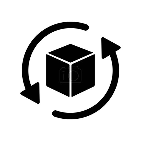 Recargar o devolver caja del paquete en diseño de icono de flecha circular aislado sobre fondo blanco.