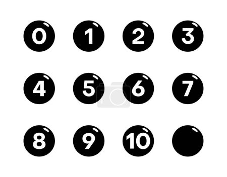 Ilustración de Icono de número brillante conjunto círculo separado uso ilustración vectorial aislado sobre fondo blanco. - Imagen libre de derechos