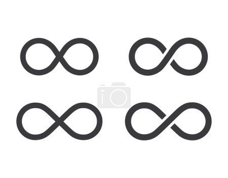 Infinity symbol set isolated flat design vector illustration on white background.