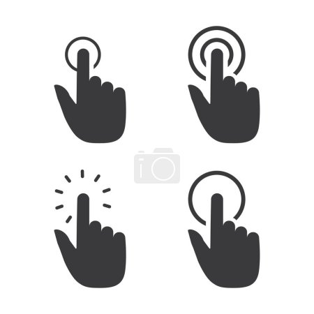 Ilustración de Puntero o clic icono conjunto aislado diseño plano vector ilustración sobre fondo blanco. - Imagen libre de derechos