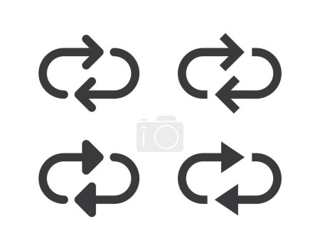 Illustration for Repeat symbol icon, simple return outline or refresh icons set isolated flat design vector illustration on white background. - Royalty Free Image
