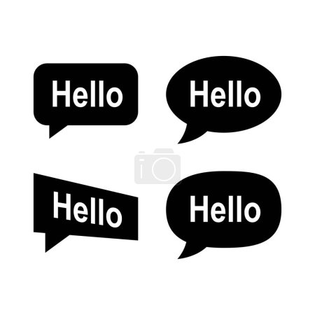 Set of Hello speech bubble or dialogue balloon isolated vector illustration on white background.