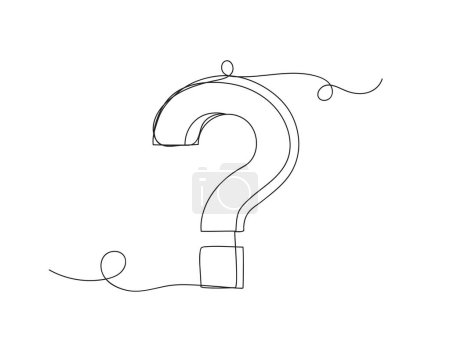 Illustration for Continuous one line question mark shape editable stroke isolated vector illustration. - Royalty Free Image