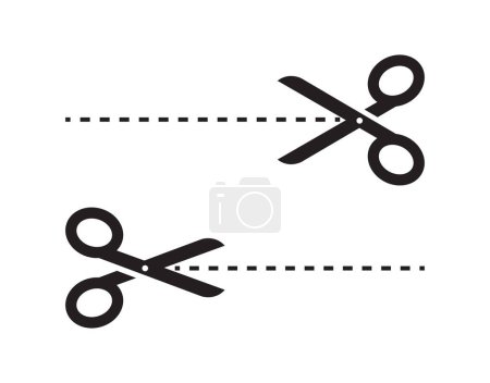 Illustration for Scissors with dashed line isolated vector illustration on white background. - Royalty Free Image